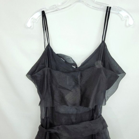 NWT Tiar Bellomo M Black Cinderella Dress Wedding Silk Chiffon Wednesday Addams - Picture 5 of 10